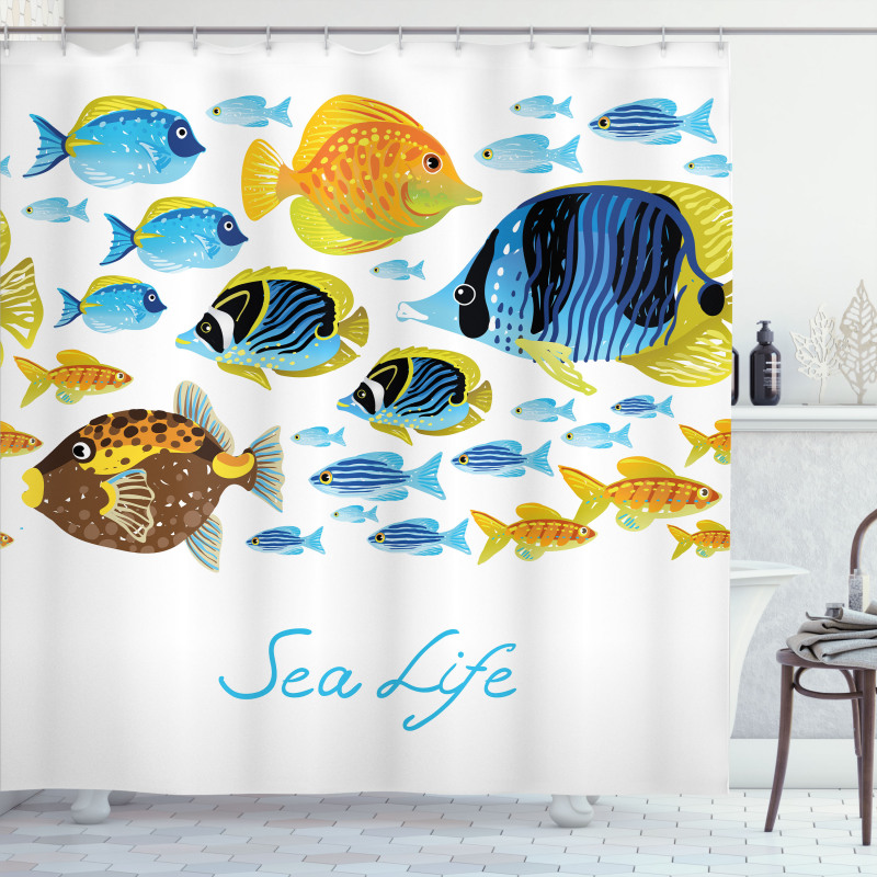 Cartoon Sea Life Theme Shower Curtain