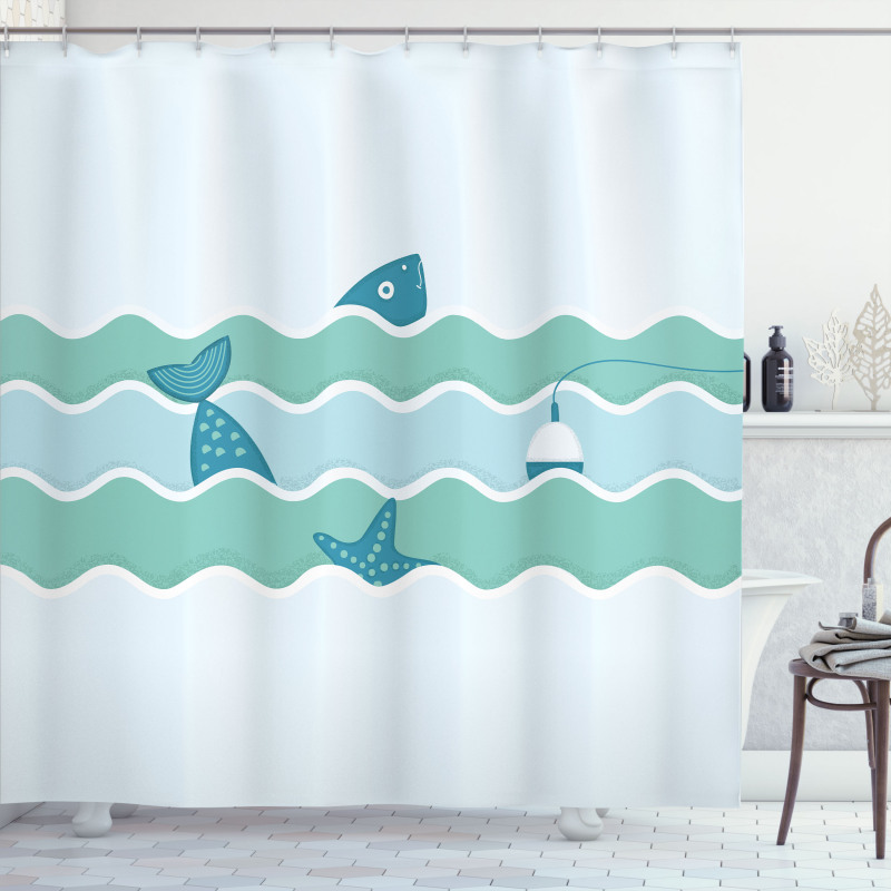 Ocean Waves Fishing Art Shower Curtain