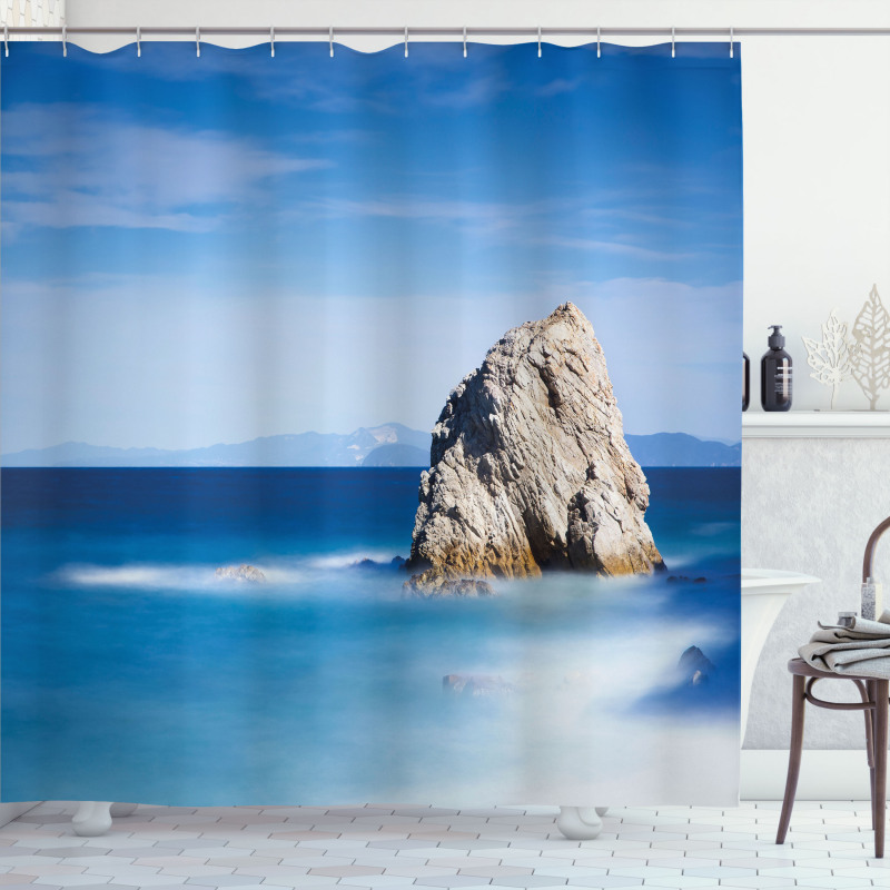 Rock in Ocean Serenity Shower Curtain