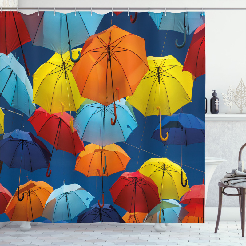 Colorful Umbrellas Sky Shower Curtain