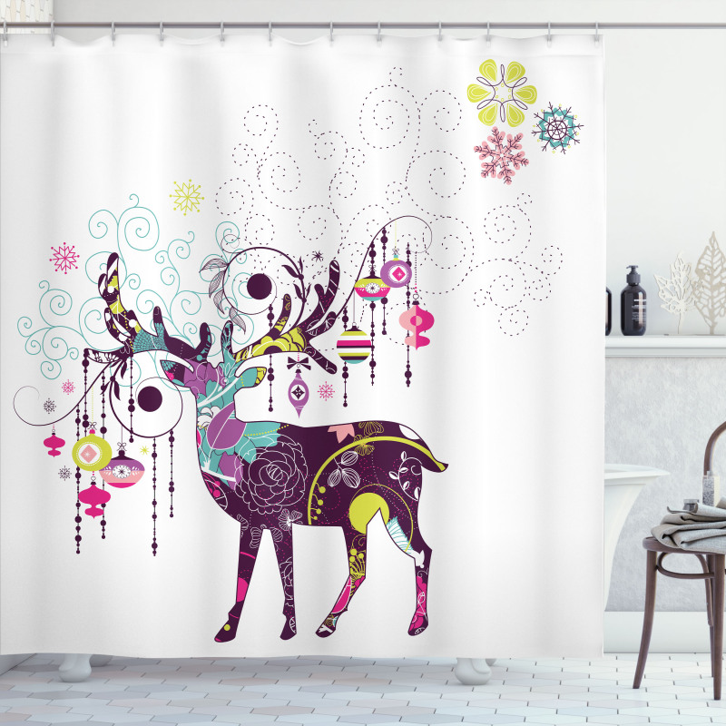 Reindeer Ornaments Shower Curtain