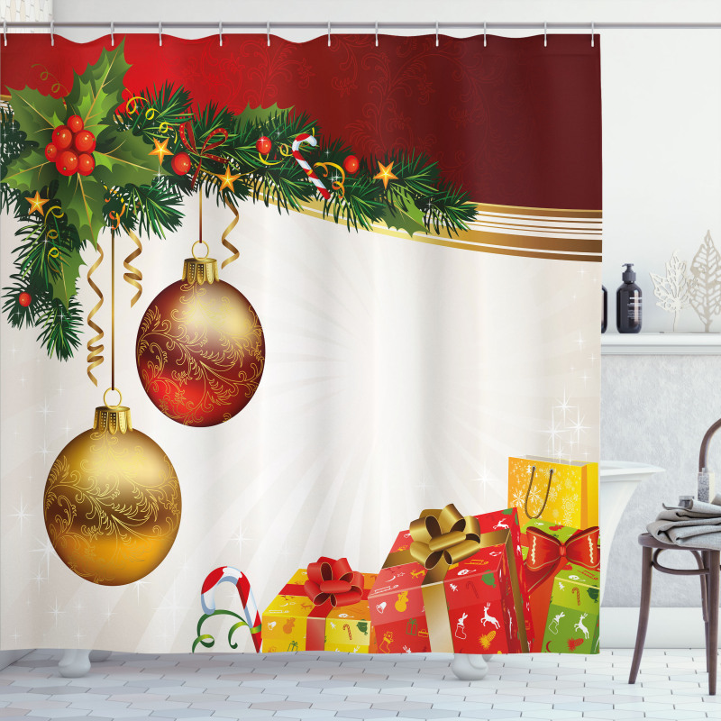 Yule Eve Balls Baubles Shower Curtain