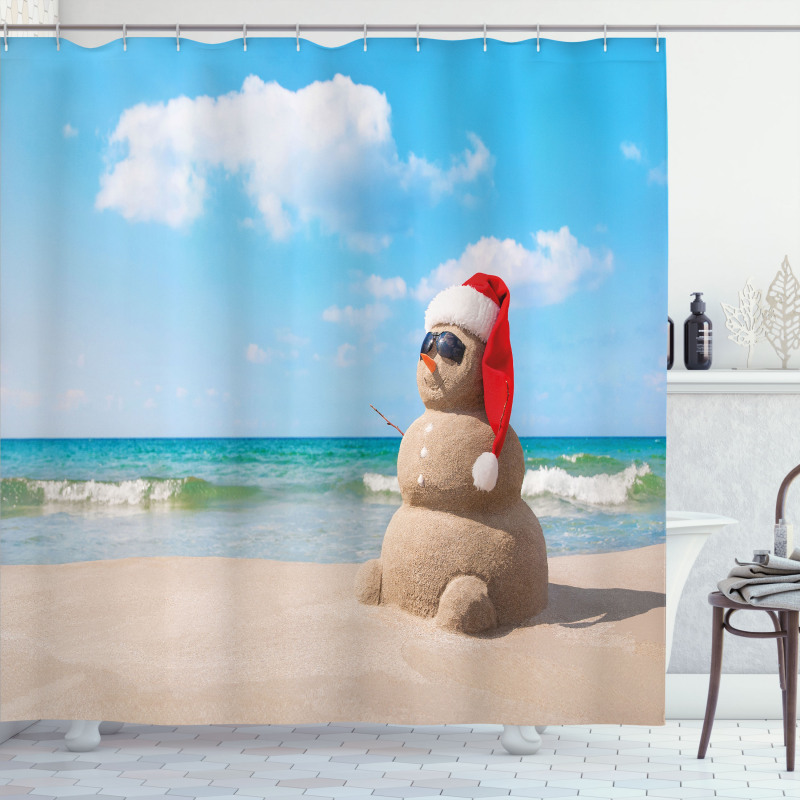 Sandman with Santa Hat Shower Curtain