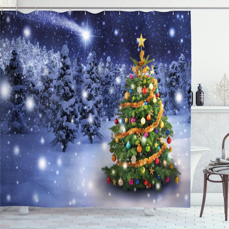 Elf Noel Theme Winter Shower Curtain