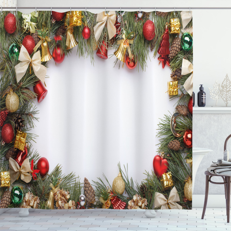 Garland Frame Noel Art Shower Curtain