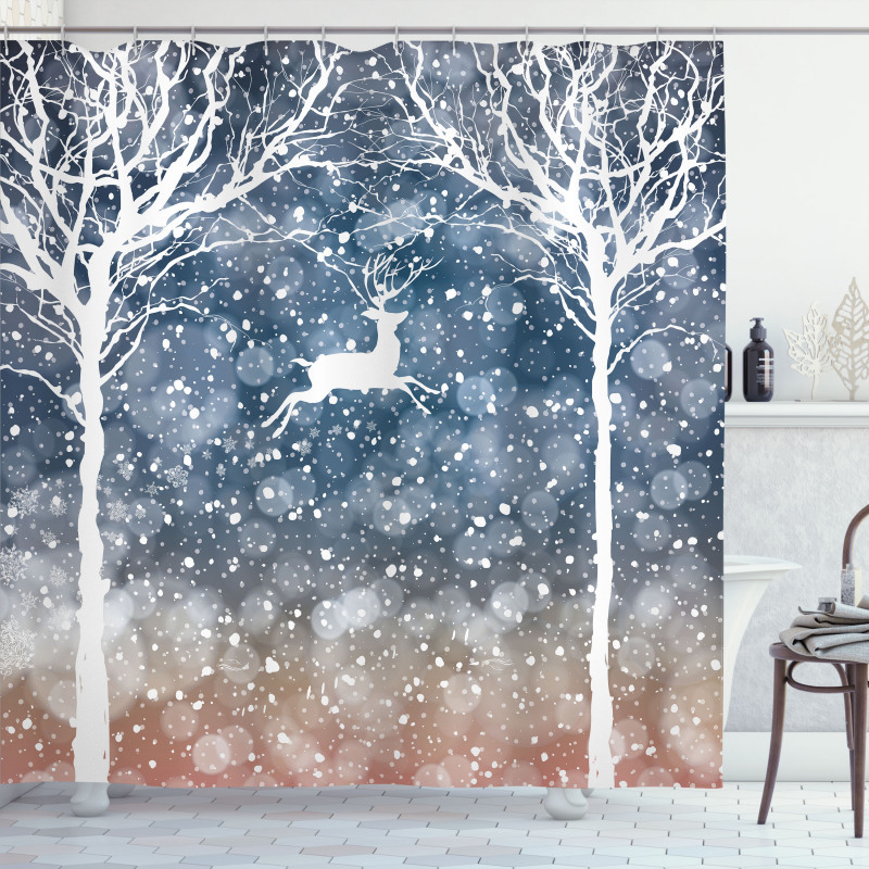 Flying Deer Ombre Snow Shower Curtain