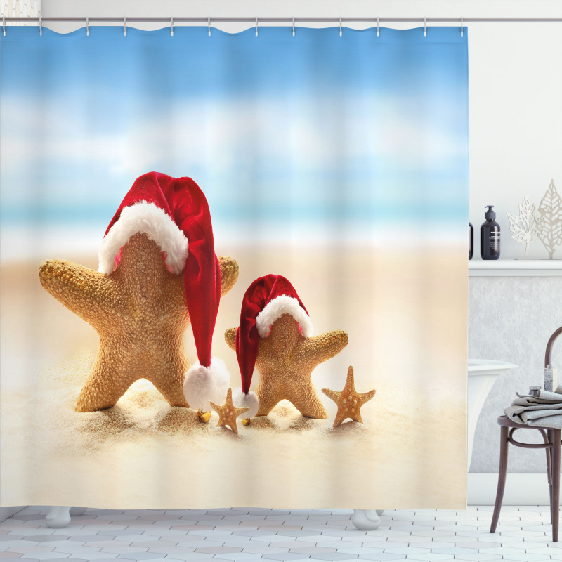 Santa Starfishes Shower Curtain