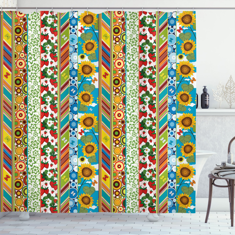 Patchwork Style Spring Shower Curtain