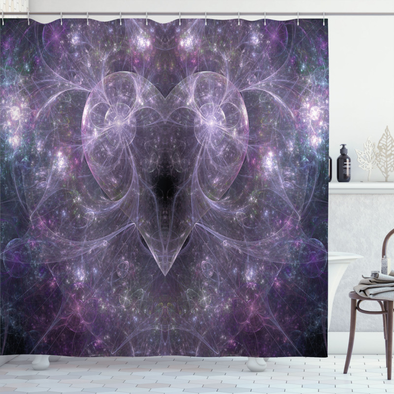 Space Cosmos Hearts Shower Curtain