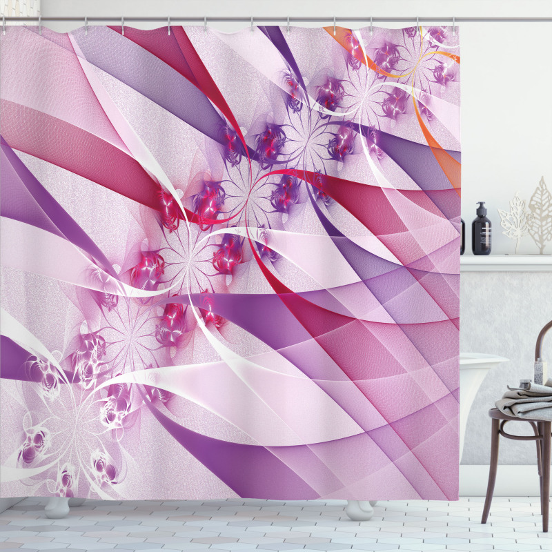 Digital Colored Flowers Shower Curtain