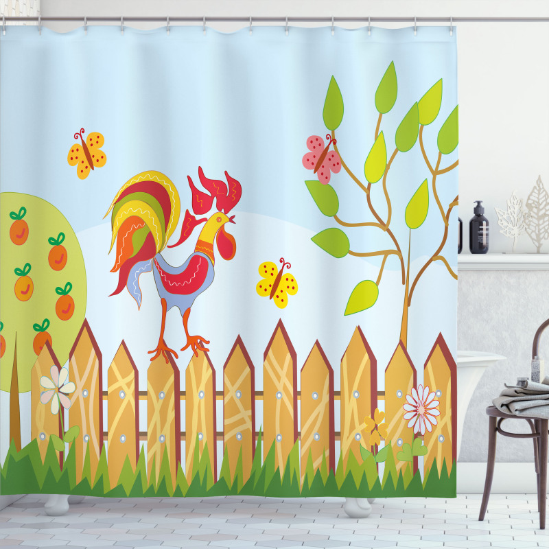 Tree Butterfly and Flower Shower Curtain