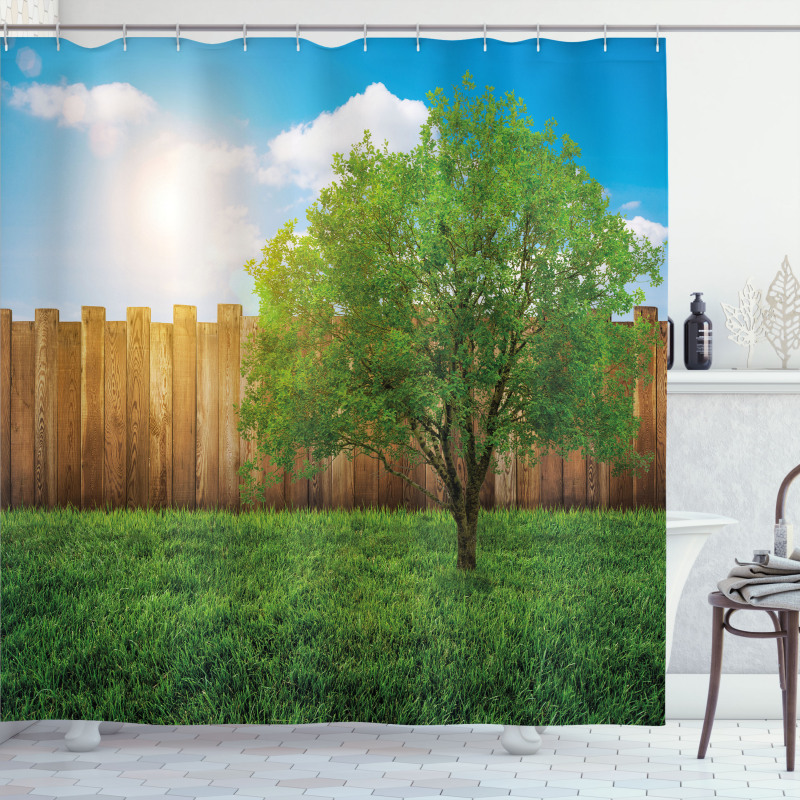 Life Tree Yard Field Shower Curtain