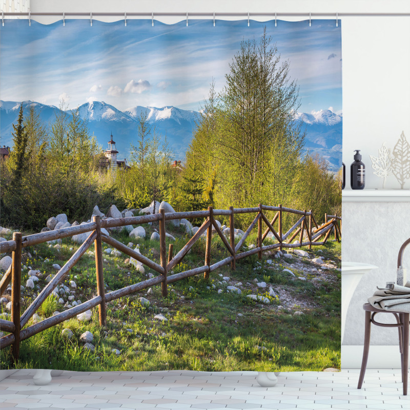 Snowy Alps Mountain Shower Curtain