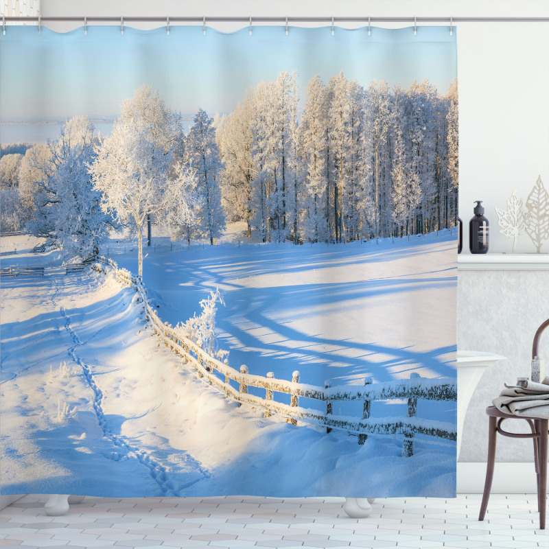 Winter Snowy Pines Shower Curtain