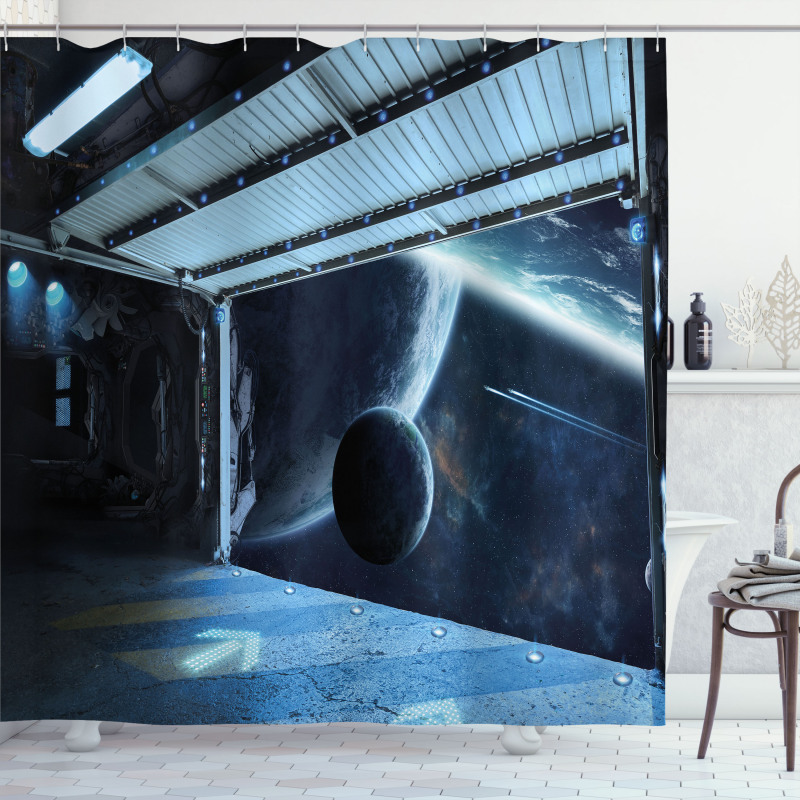 Moon Planet Scene Shower Curtain