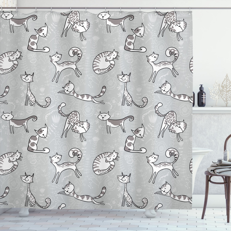 Cat Kitten Cartoon Shower Curtain