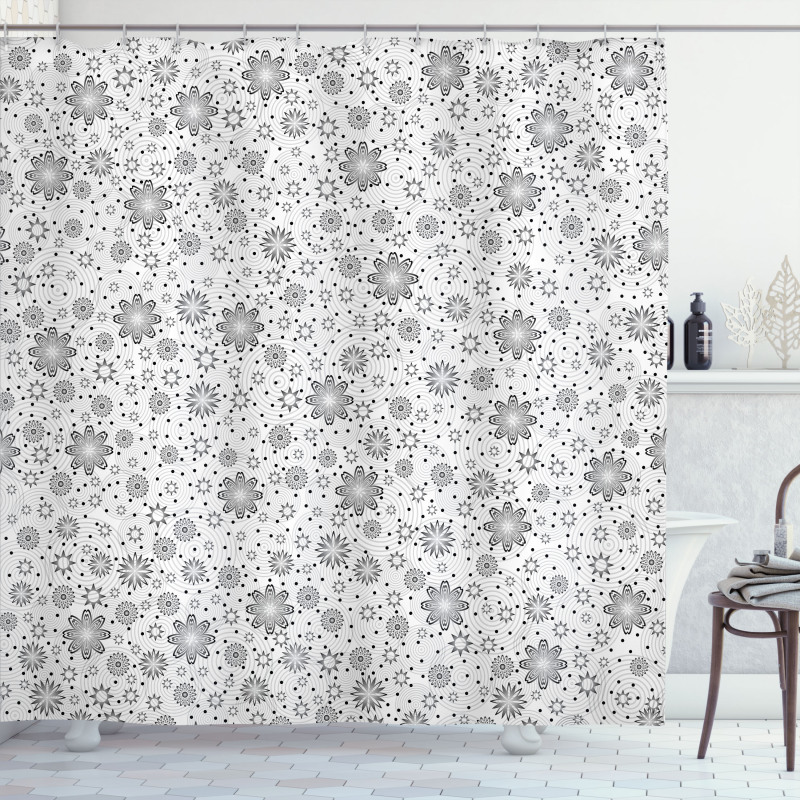 Rotary Round Rings Dots Shower Curtain