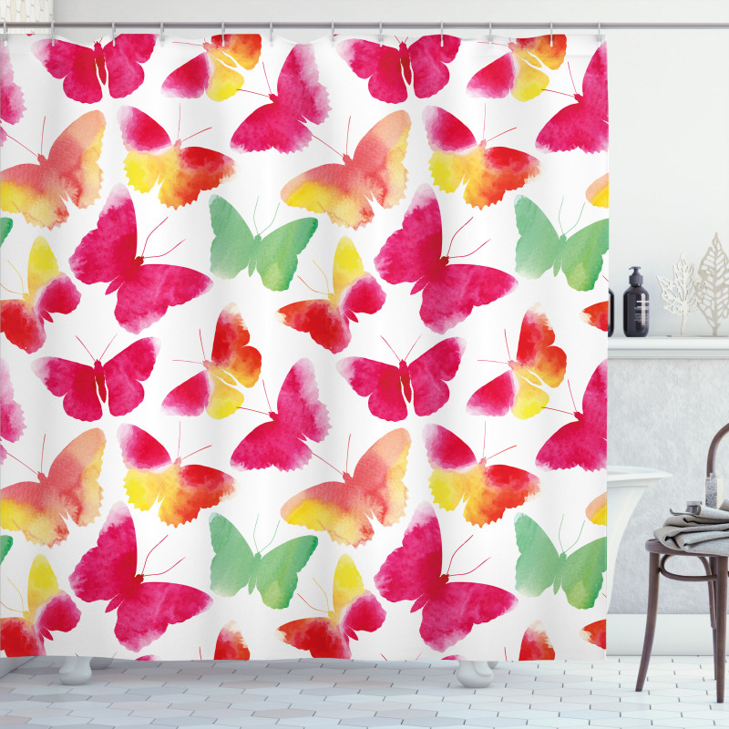 Watercolor Butterflies Shower Curtain
