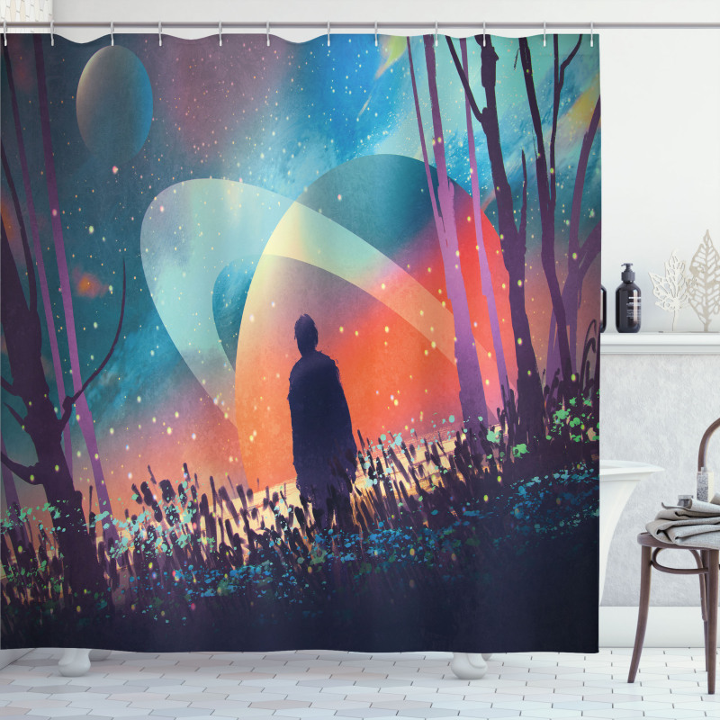 Galaxy Planets Cosmos Shower Curtain