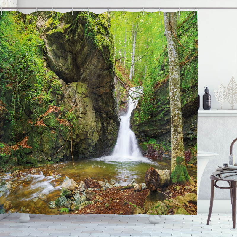 Spring Waterfall Nature Shower Curtain
