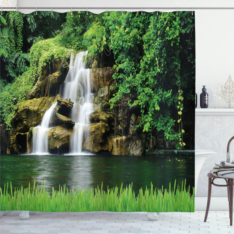 Lake Garden Waterfall Shower Curtain