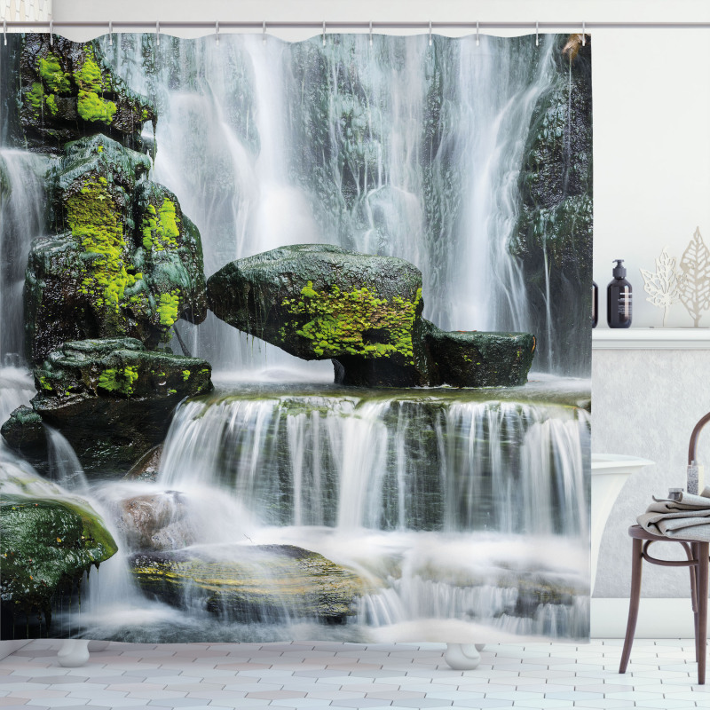 Waterfall with Rocks Shower Curtain