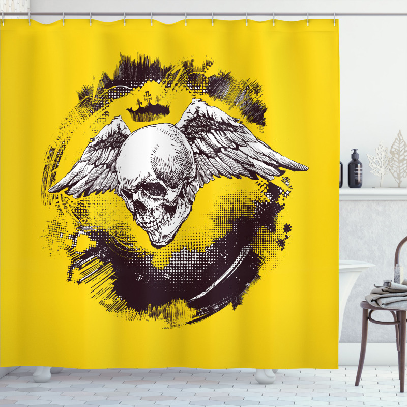 Death Angel Wings Skull Shower Curtain