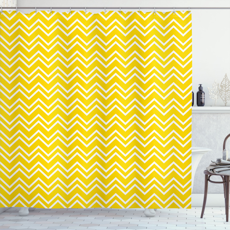 Chevron Pattern Yellow Shower Curtain