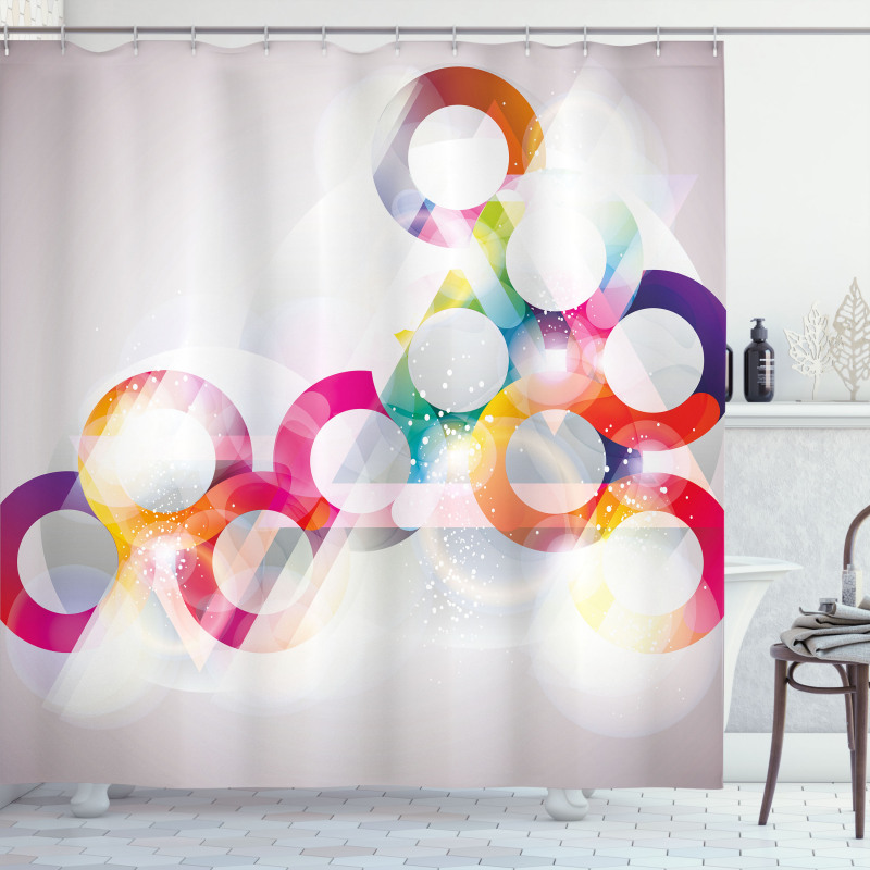 Disc Shapes Circles Shower Curtain