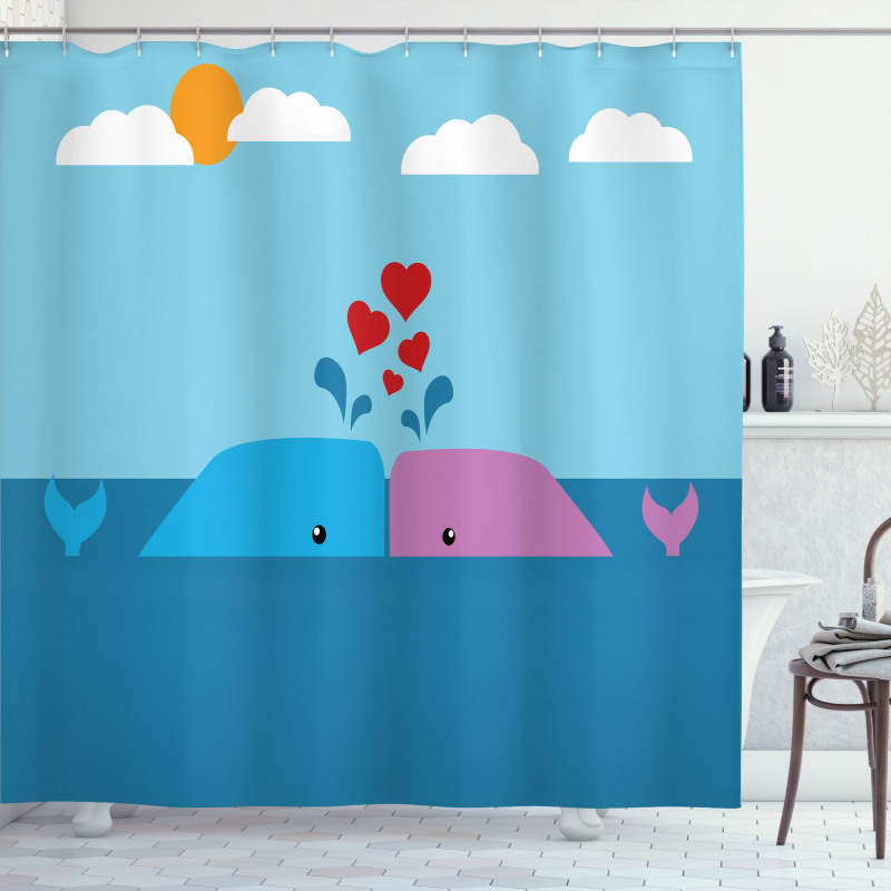 Lover Whales in Ocean Shower Curtain