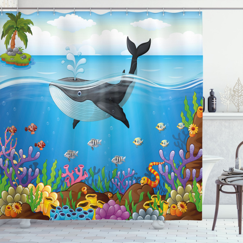 Whale in Ocean Planet Shower Curtain
