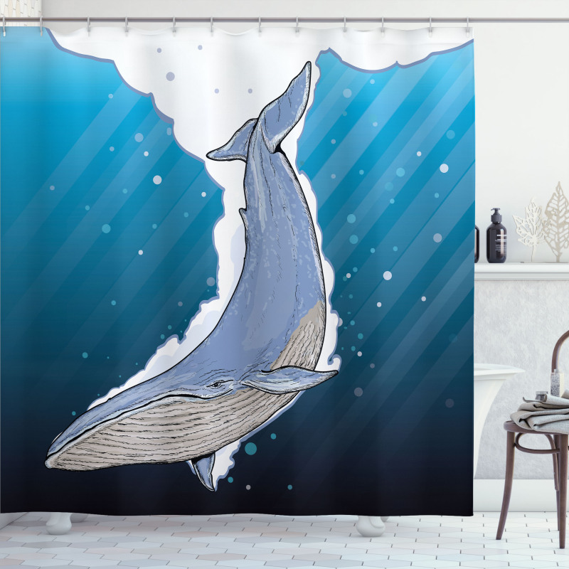 Ocean Whale Fish Swims Shower Curtain