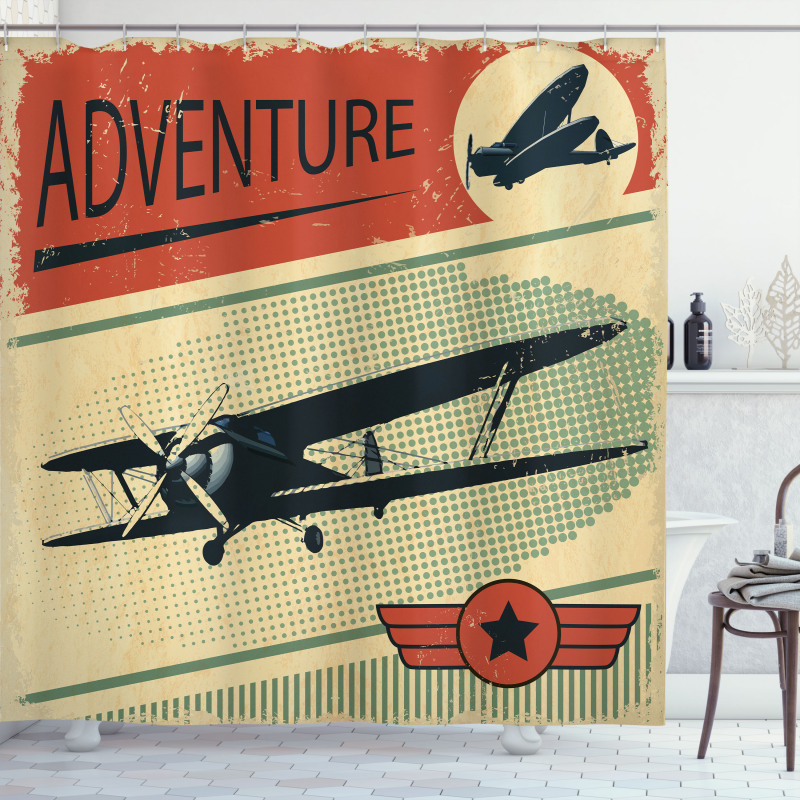 Adventure with Plane Shower Curtain