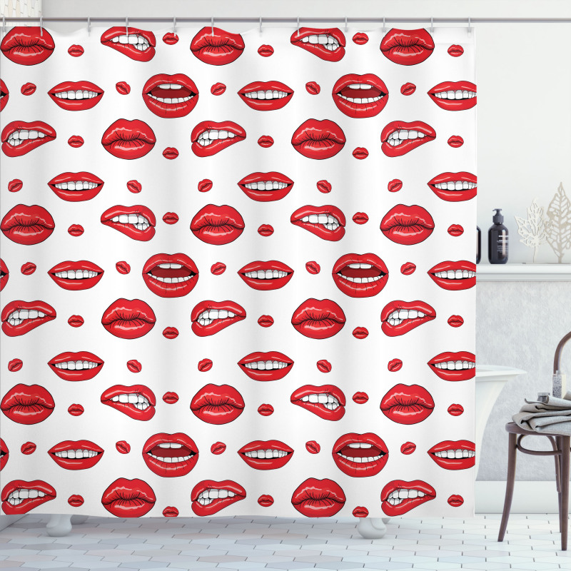 Woman Lips with Gestures Shower Curtain
