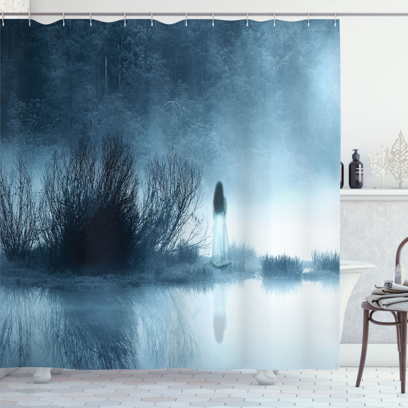 Fog Forest Night Shower Curtain