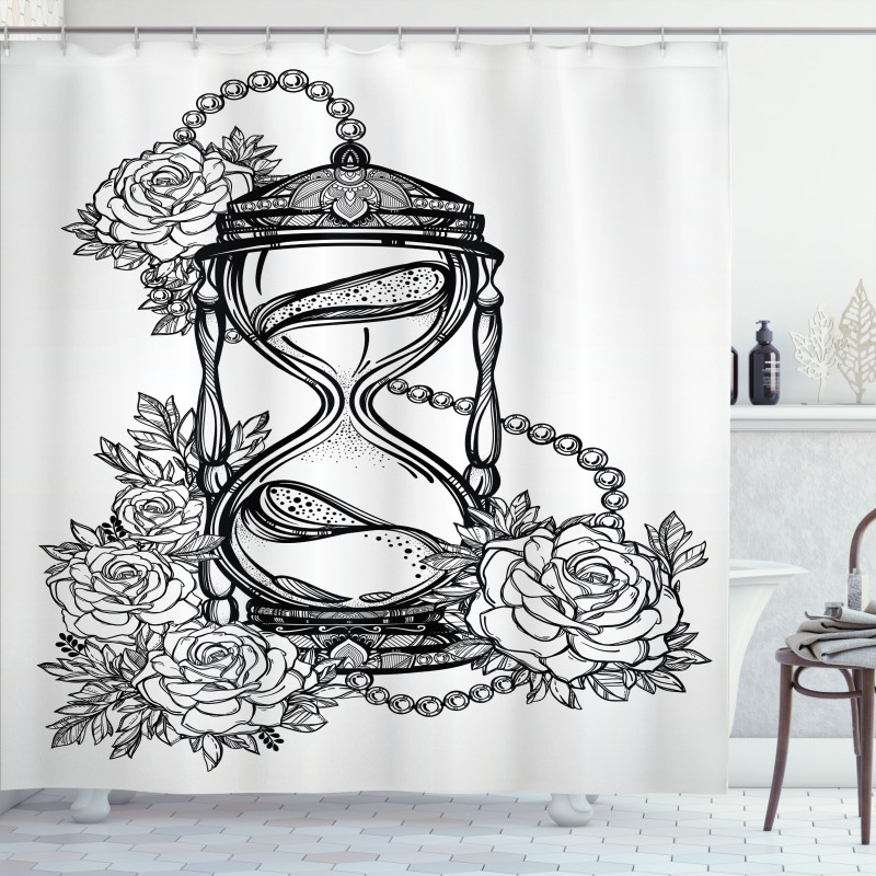 Sketch Style Hourglass Shower Curtain