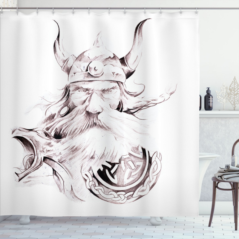 Wise Old Viking Warrior Shower Curtain
