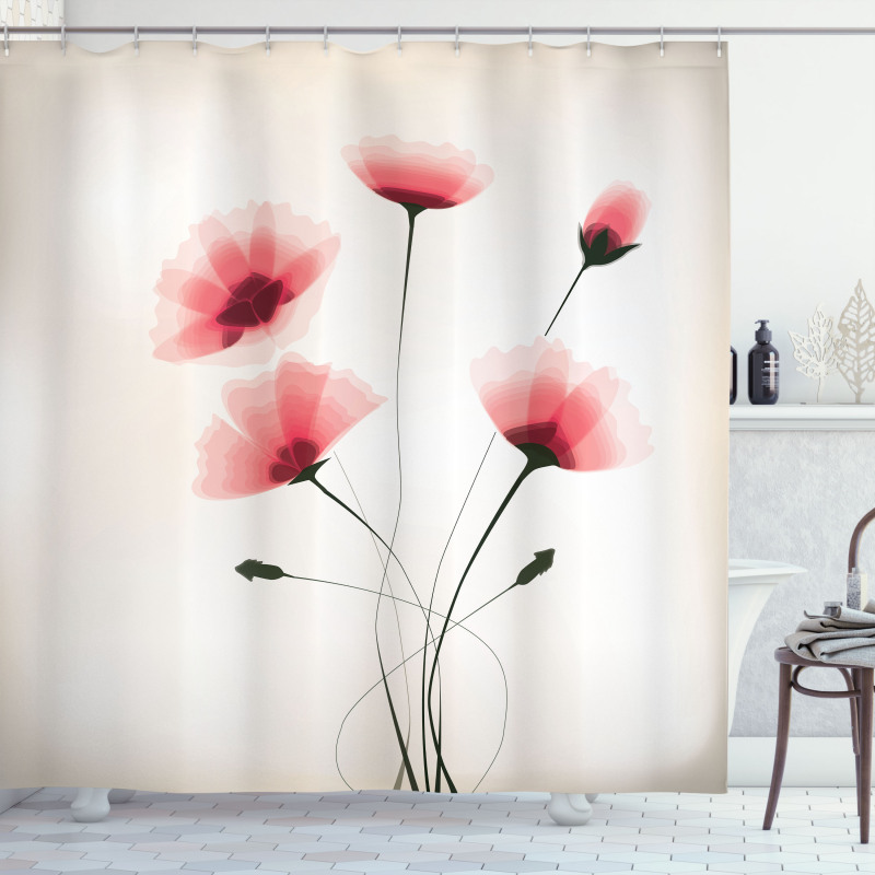 Romantic Buds Flowers Shower Curtain