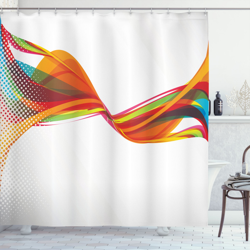 Pixel Details Rainbow Shower Curtain