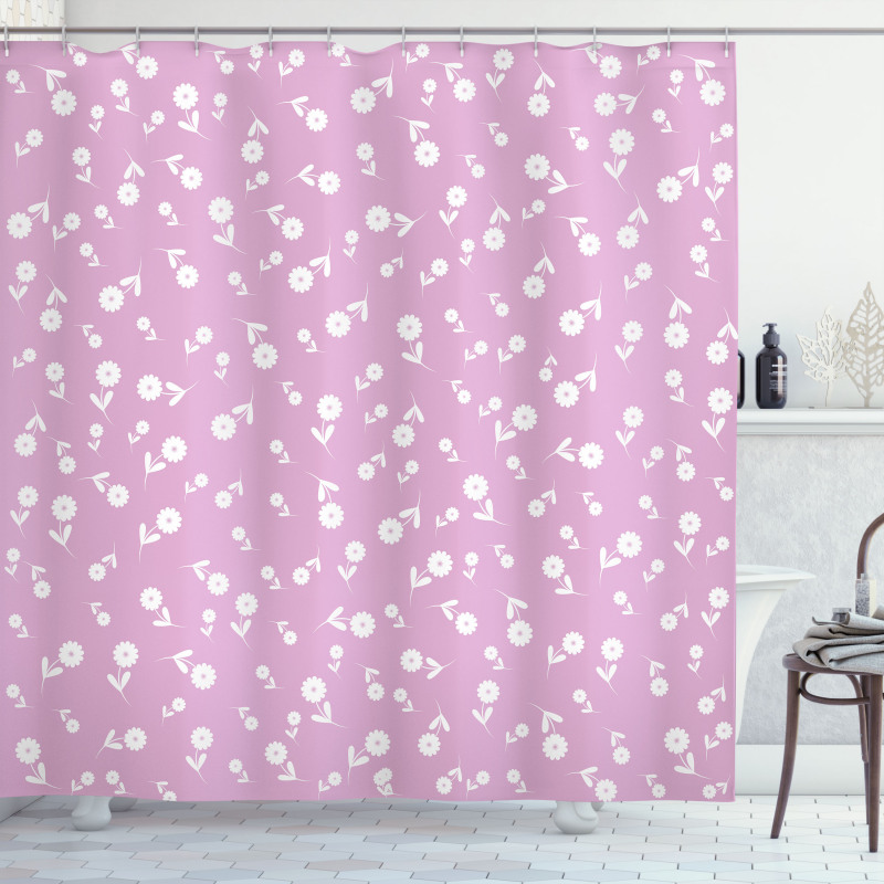 Floral Heart Leaves Shower Curtain