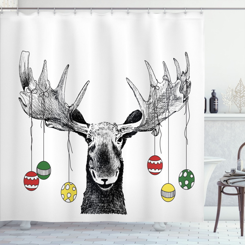 Sketchy Noel Ornament Shower Curtain