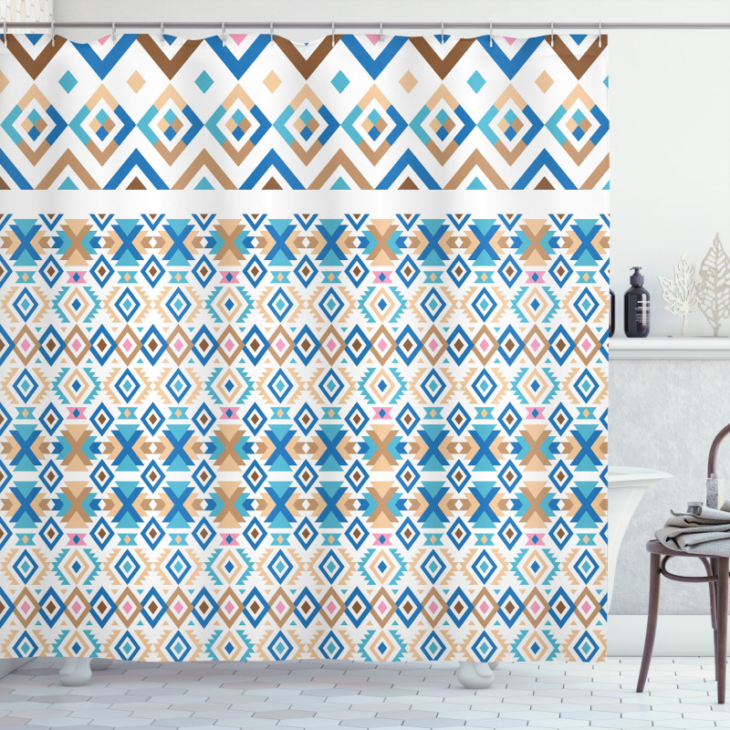 Geometric Native Aztec Motifs Shower Curtain