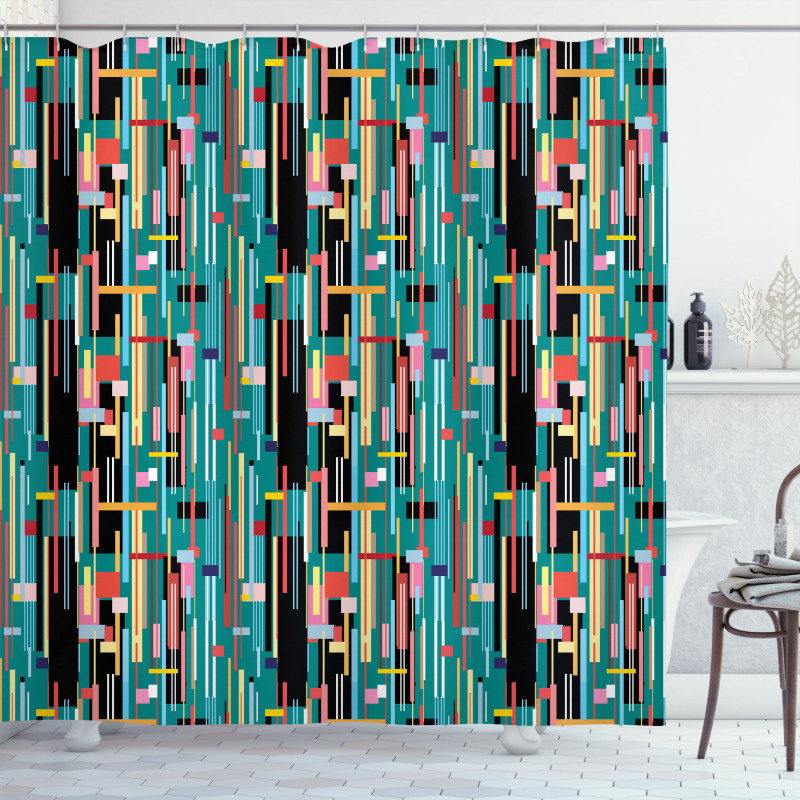 Quirky Modern Geometric Art Shower Curtain