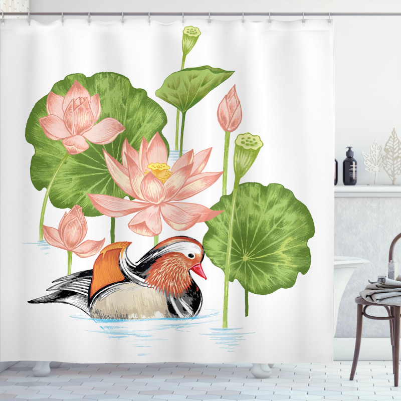 Mandarin in Pond Shower Curtain