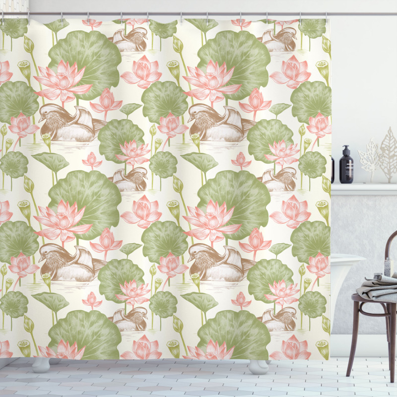 Lotus Flower Pond Lily Shower Curtain