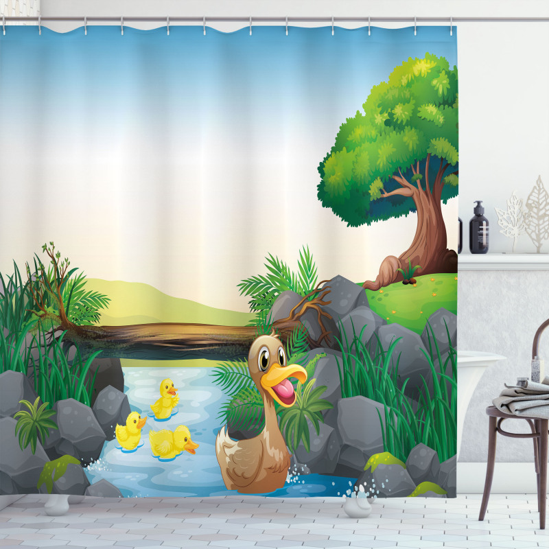 Cartoon Farm Animals Shower Curtain
