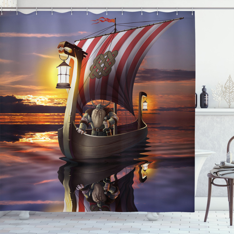 Barbarian Warrior Print Shower Curtain