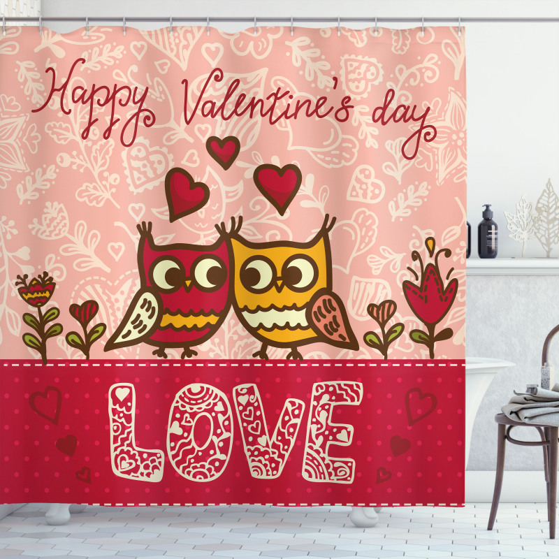 Owls Love Heart Shower Curtain