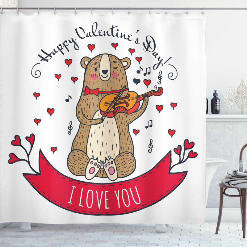Bear and Violin Shower Curtain