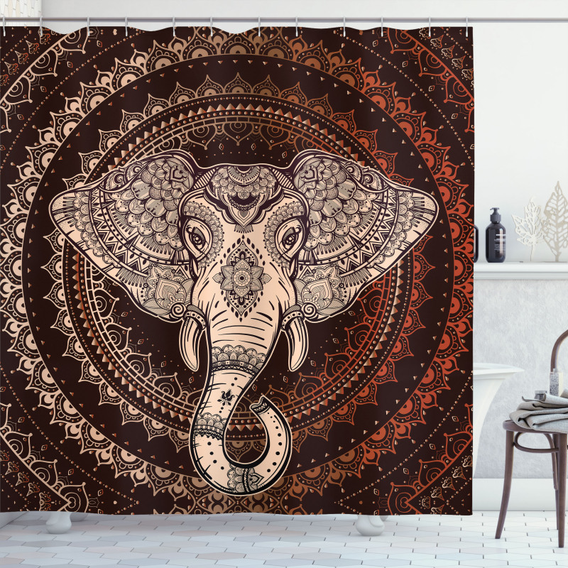 Oriental Elephant Head Shower Curtain